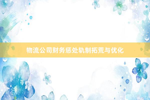 物流公司财务惩处轨制拓荒与优化